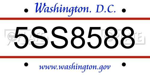 5SS8588 District Of Columbia License Plate