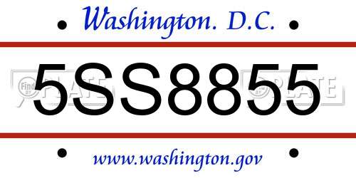 5SS8855 District Of Columbia License Plate