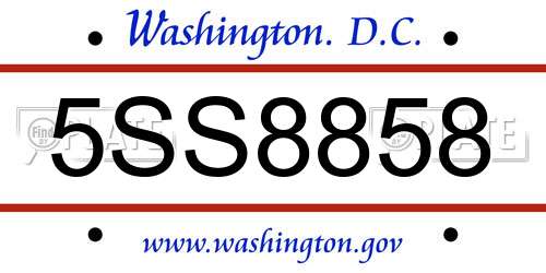 5SS8858 District Of Columbia License Plate