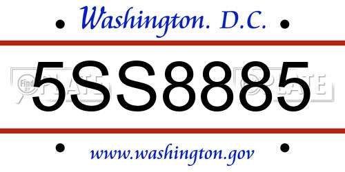 5SS8885 District Of Columbia License Plate