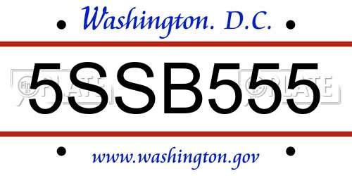 5SSB555 District Of Columbia License Plate