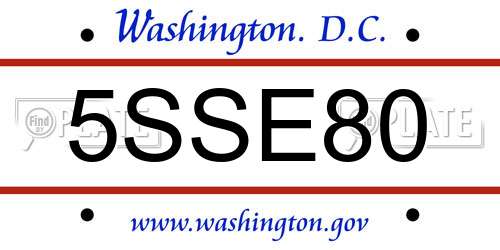 5SSE80 District Of Columbia License Plate