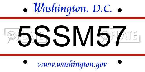 5SSM57 District Of Columbia License Plate