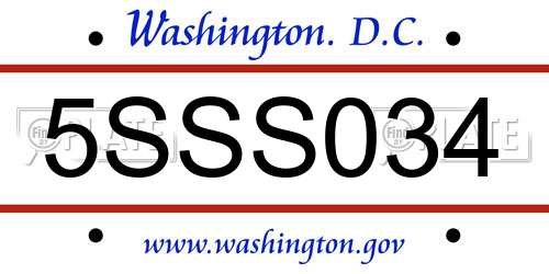 5SSS034 District Of Columbia License Plate