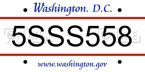 5SSS558 District Of Columbia License Plate