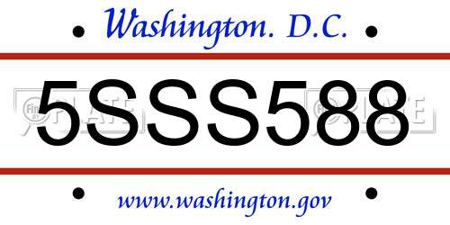 5SSS588 District Of Columbia License Plate