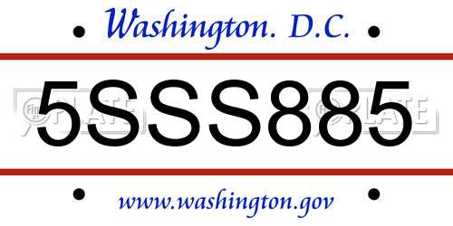 5SSS885 District Of Columbia License Plate