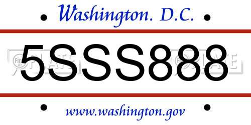 5SSS888 District Of Columbia License Plate