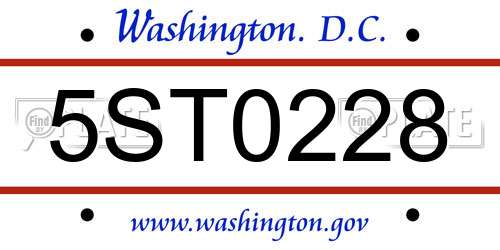 5ST0228 District Of Columbia License Plate