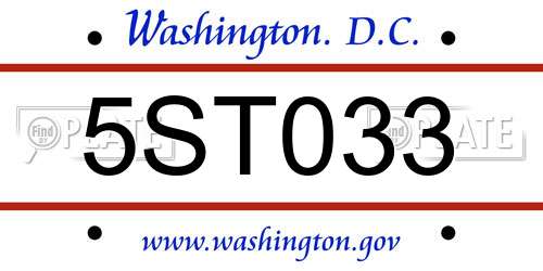 5ST033 District Of Columbia License Plate