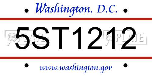 5ST1212 District Of Columbia License Plate