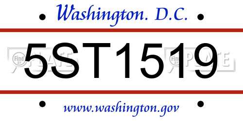5ST1519 District Of Columbia License Plate