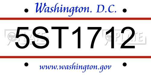 5ST1712 District Of Columbia License Plate