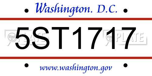 5ST1717 District Of Columbia License Plate