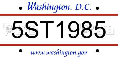 5ST1985 District Of Columbia License Plate