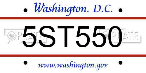 5ST550 District Of Columbia License Plate