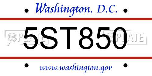 5ST850 District Of Columbia License Plate