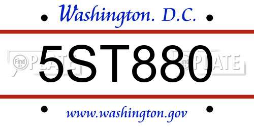 5ST880 District Of Columbia License Plate