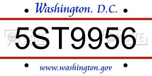 5ST9956 District Of Columbia License Plate