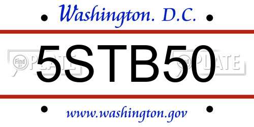 5STB50 District Of Columbia License Plate