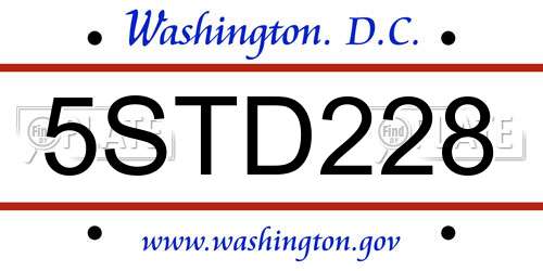 5STD228 District Of Columbia License Plate