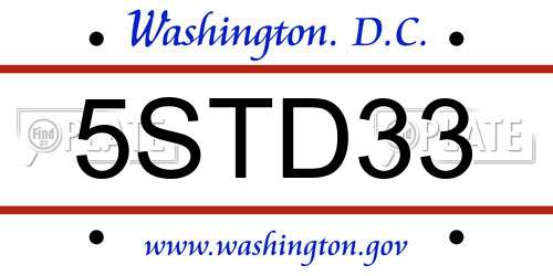 5STD33 District Of Columbia License Plate