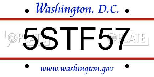 5STF57 District Of Columbia License Plate