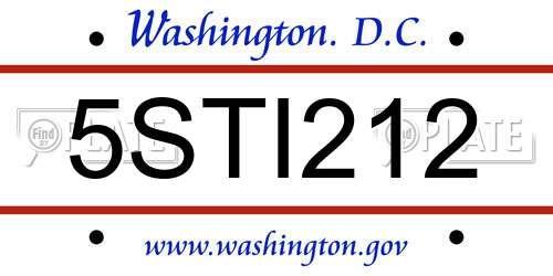 5STI212 District Of Columbia License Plate