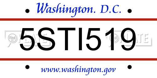 5STI519 District Of Columbia License Plate