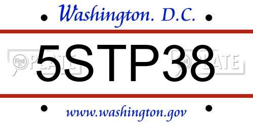 5STP38 District Of Columbia License Plate