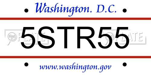 5STR55 District Of Columbia License Plate