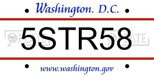 5STR58 District Of Columbia License Plate