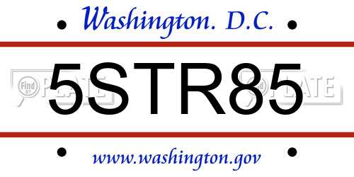 5STR85 District Of Columbia License Plate