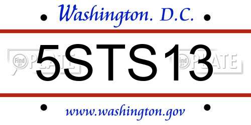 5STS13 District Of Columbia License Plate