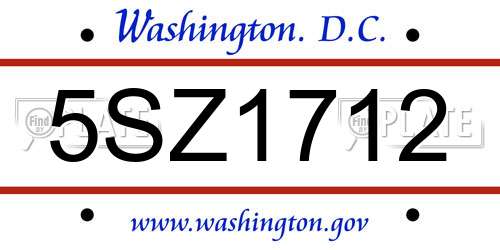 5SZ1712 District Of Columbia License Plate