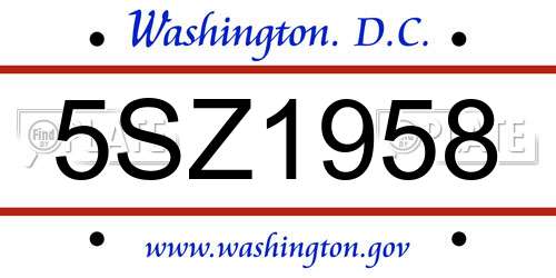 5SZ1958 District Of Columbia License Plate