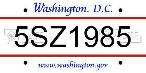 5SZ1985 District Of Columbia License Plate