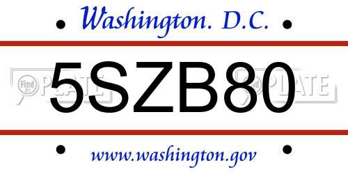 5SZB80 District Of Columbia License Plate