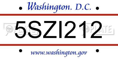 5SZI212 District Of Columbia License Plate