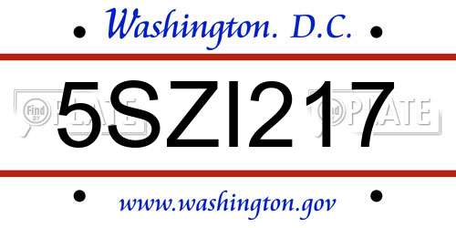 5SZI217 District Of Columbia License Plate
