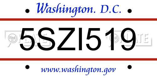 5SZI519 District Of Columbia License Plate