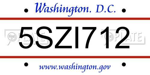 5SZI712 District Of Columbia License Plate