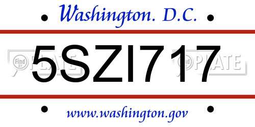 5SZI717 District Of Columbia License Plate