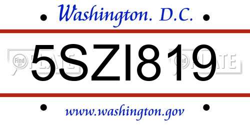 5SZI819 District Of Columbia License Plate