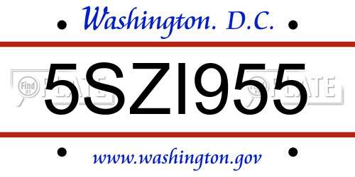 5SZI955 District Of Columbia License Plate