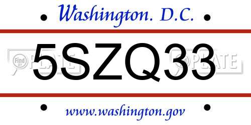 5SZQ33 District Of Columbia License Plate