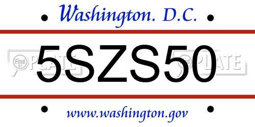 5SZS50 District Of Columbia License Plate