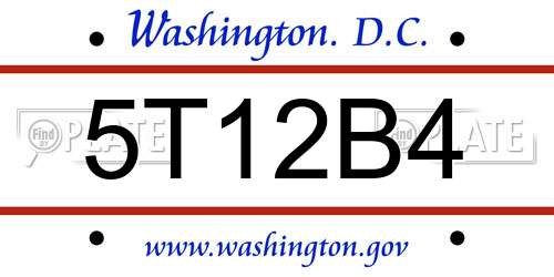 5T12B4 District Of Columbia License Plate