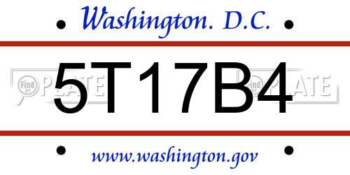 5T17B4 District Of Columbia License Plate