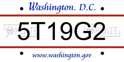 5T19G2 District Of Columbia License Plate